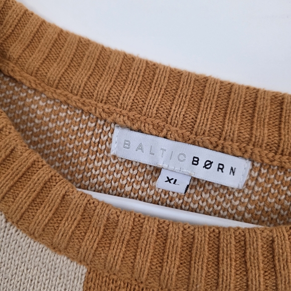 Checkered Baltic Born Pullover Knit Sweater XL Orange Cozy Lounge Casual Crew - Picture 4 of 7